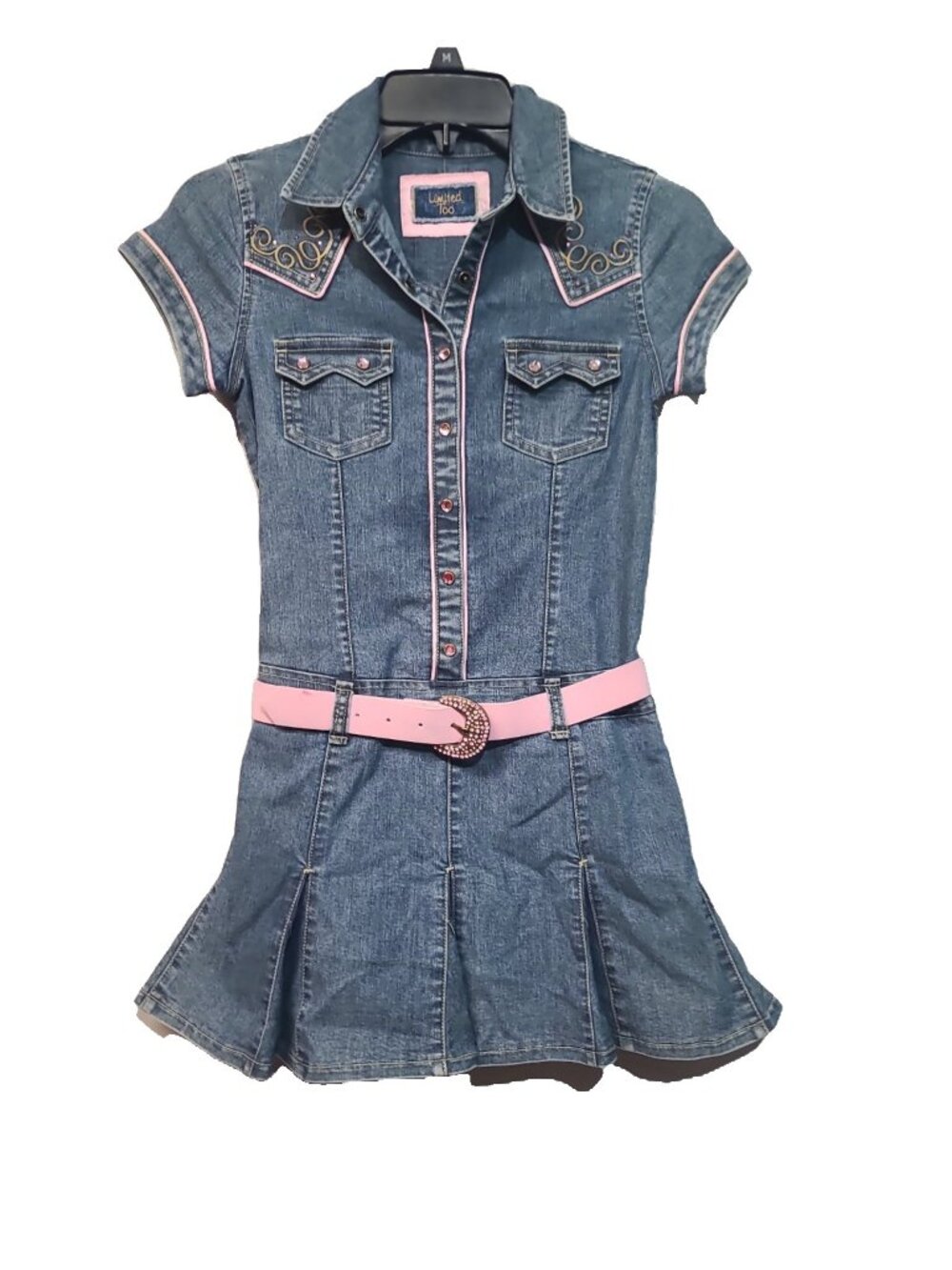 Limited Too Vintage Y2K Denim Dress Girls Size 10 Blue NWT Fitted
